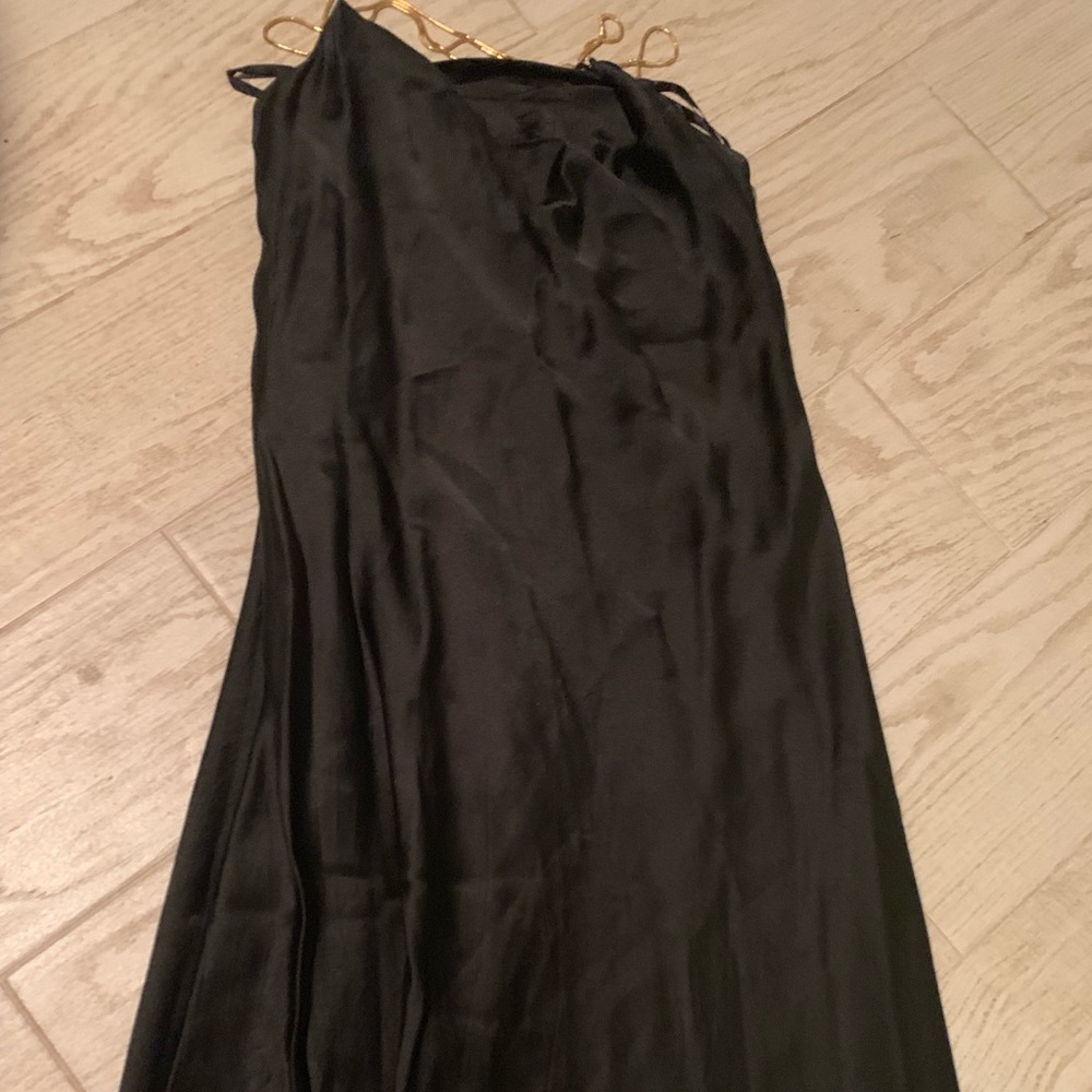 NEW Hugo Buscati Silk Lined Black Dress StrapGold